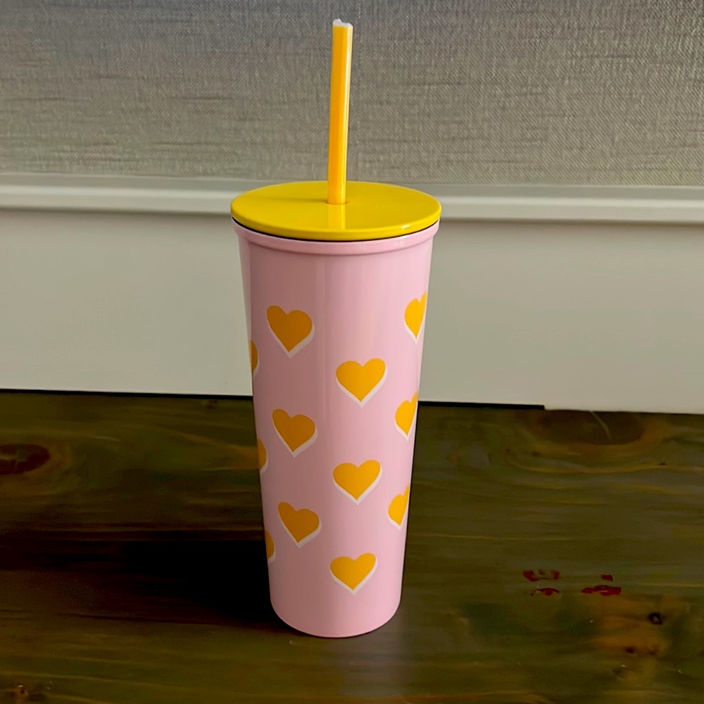 Stoney Clover Lane Stainless Tumbler with Straw Tangerine/Pink